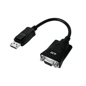 Короткий переходник DisplayPort на VGA 20см GCR для ноутбука проектора плазмы однонаправленный черный