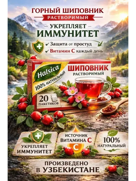 Горный шиповник растворимый Halsica, 20 пакетков, витамин С