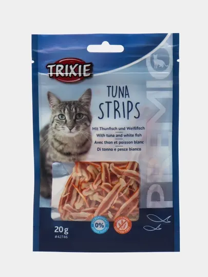Лакомство для кошек TRIXIE Premio Tuna Strips, с тунцом и белой рыбой, 20 г