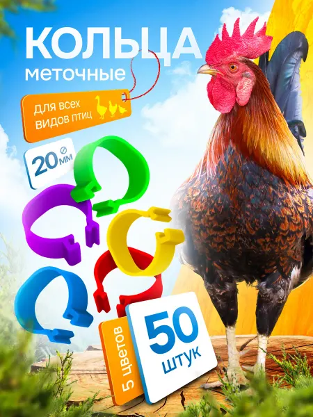 TOVARTUT Меточные кольца для птиц 20 мм