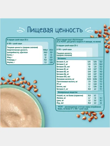 Каша детская ФрутоНяня гречневая безмолочная быстрорастворимая 200 г