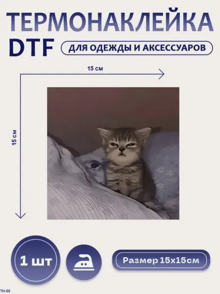 Термонаклейка на одежду 15х15 Кот мем 2