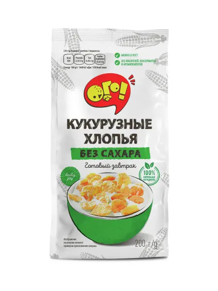 ОГО! Сухой завтрак хлопья кукурузные без сахара 200 г