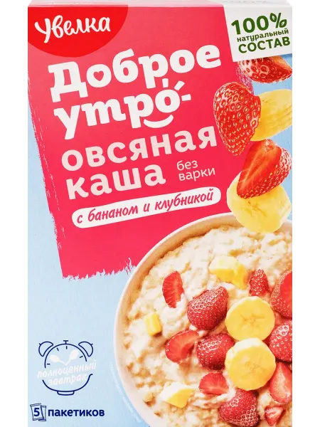 Каша овсяная УВЕЛКА с бананом и клубникой, 200г