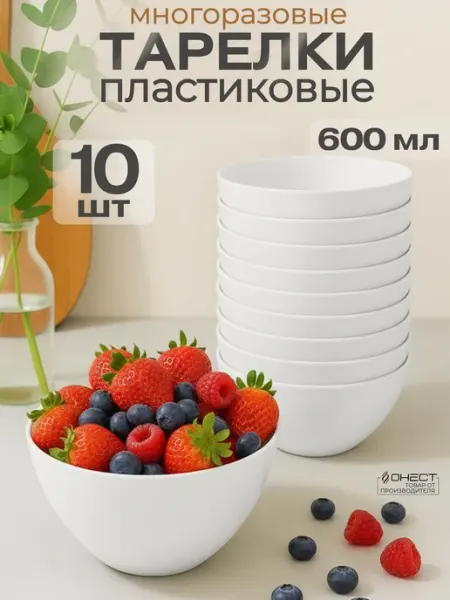 Онест Пластиковые тарелки многоразовые набор 10 шт
