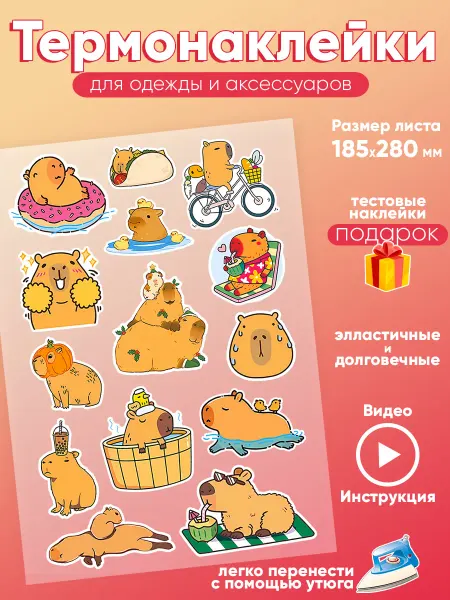Care shop Термонаклейка на одежду капибара