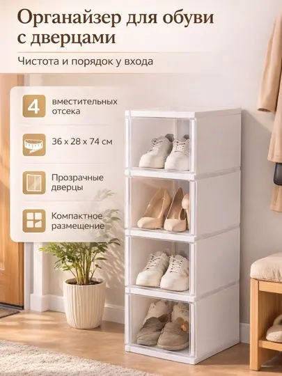 Многоуровневая напольная этажерка для обуви