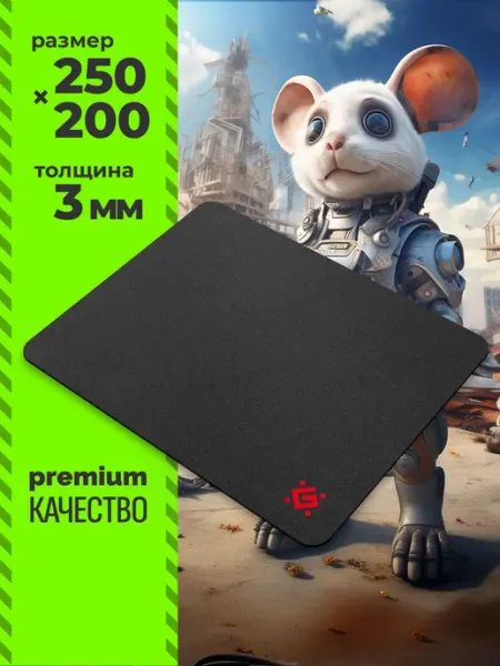 DEFENDER Игровой коврик для мышки 250 х 200 х 3 мм Black