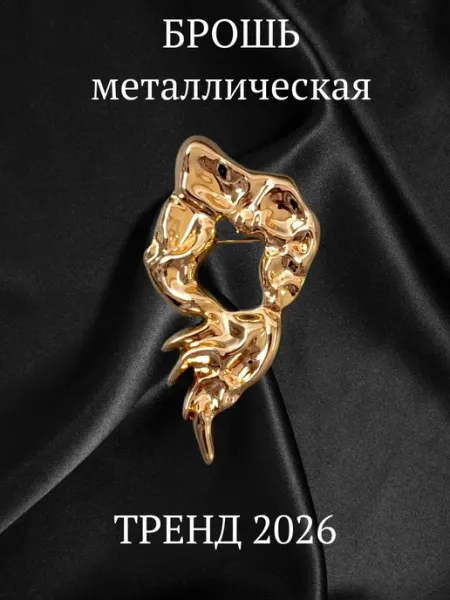 DekorAng Брошь бижутерия, абстракция металлическая