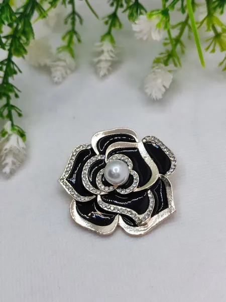 Fashion Jewerly Брошь в виде цветка со стразами и жемчугом