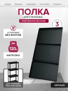 Полка для стеллажа металлического RELI 75*40*200 антрацит