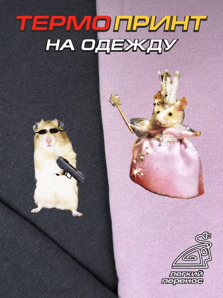 Термонаклейка на одежду парная мем мыши хомяки