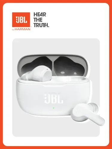 Наушники беспроводные JBL Wave 200 TWS, Bluetooth, шумоподавление, с микрофоном, белые