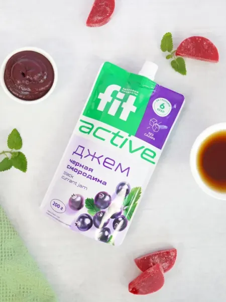 Джем без сахара FitParad, низколорийнная сладость со вкусом черники, Дой-пак, 200 г