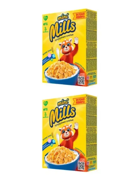 Mini Mills Хлопья кукурузные обогащенные витаминами, 200 г, 2 шт
