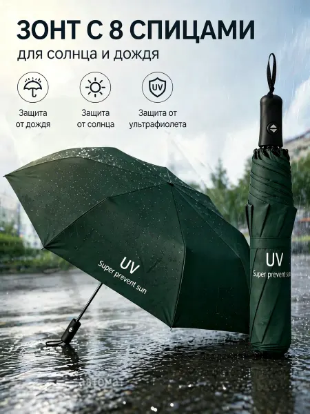 Зонт автомат складной 8 спиц антиветер от солнца
