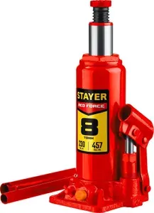 Бутылочный гидравлический домкрат STAYER RED FORCE, 8т, 200-385 мм (43160-8)