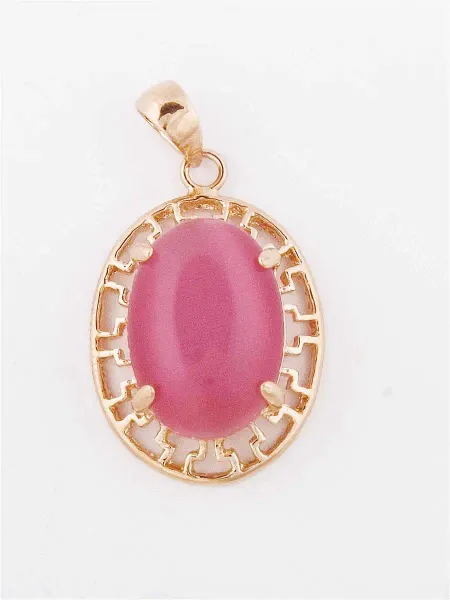 Lotus jewelry Кулон с розовым кошачьим глазом "Греческий"