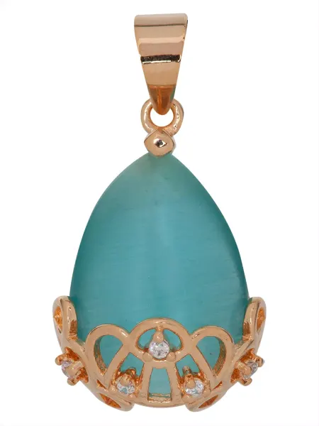 Lotus jewelry Кулон с голубым кошачьим глазом "Дождь"