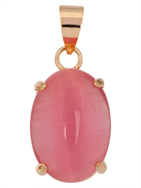 Lotus jewelry Кулон с розовым кошачьим глазом "Овал"