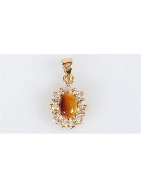 Lotus jewelry Кулон с тигровым глазом "С лучами"