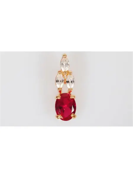 Lotus jewelry Кулон с корундом "Кабошон в цирконах"