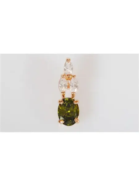 Lotus jewelry Кулон с перидотом "Кабошон в цирконах"