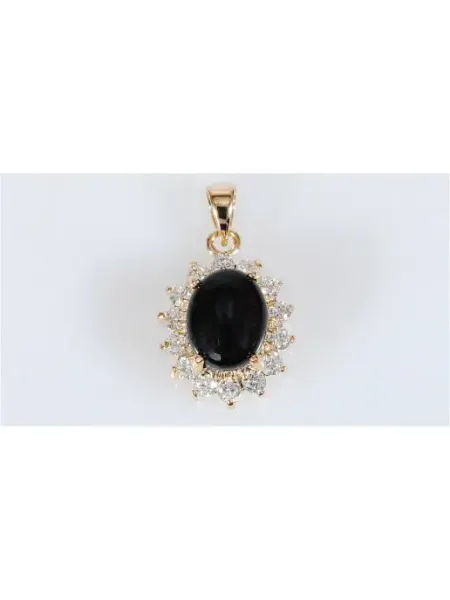 Lotus jewelry Кулон с черным ониксом "Овал в цирконах"