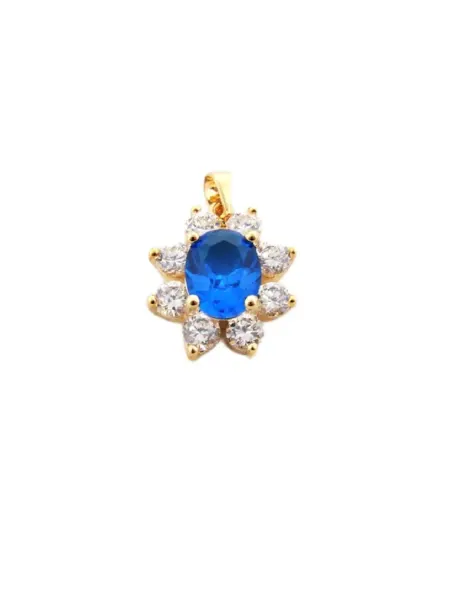 Lotus jewelry Кулон с голубым фианитом "Овал в стразах"