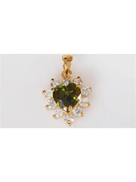 Lotus jewelry Кулон с перидотом "Сердце в стразах"