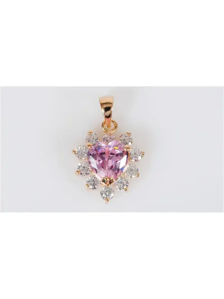 Lotus jewelry Кулон с розовым фианитом "Сердце в стразах"
