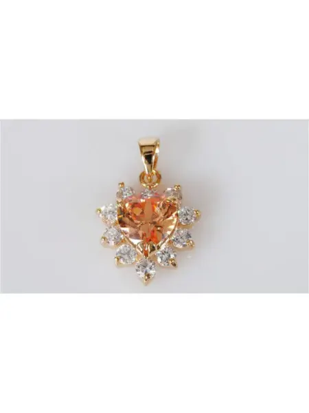 Lotus jewelry Кулон с фианитом шампань "Сердце в стразах"