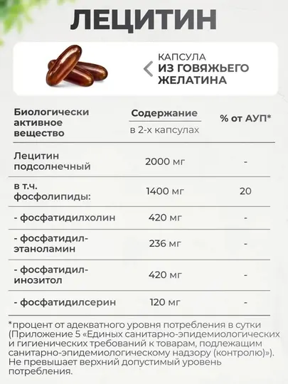 Лецитин подсолнечный, VitaMeal, витамины для печени, 2000 мг, 240 капсул