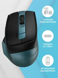 Мышь беспроводная A4Tech Fstyler FB35C, 2000 dpi, bluetooth/радио USB, зеленый/черный