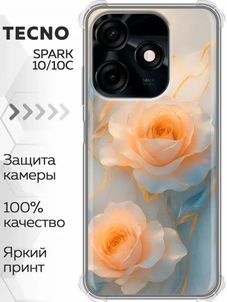 Marketclub Чехол на Tecno Spark 10, 10С цветы женские