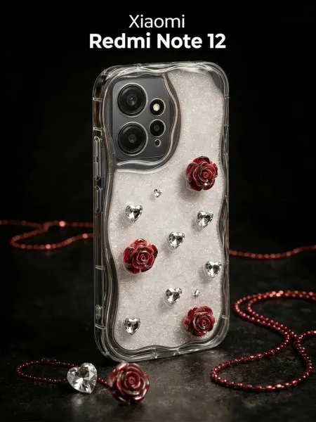 РИНОФОН Чехол с розами и кристаллами на Xiaomi Redmi Note 12