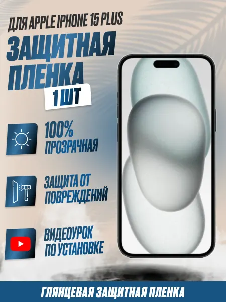 NikMarket Защитная плёнка для Apple iPhone 15 Plus Глянцевая 1 шт
