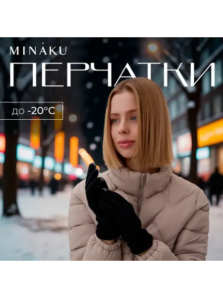 Нет бренда Перчатки женские MINAKU 21 см черный