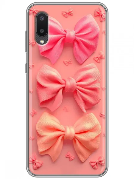 360skin Чехол на Samsung Galaxy A02 розовые бантики для девочки