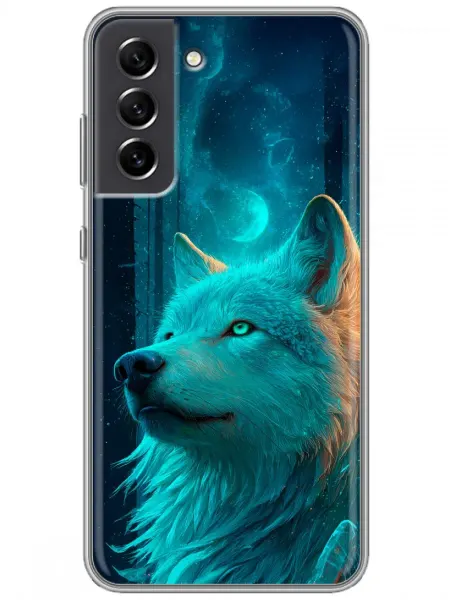 360skin Чехол на Samsung Galaxy S21 FE волк и луна