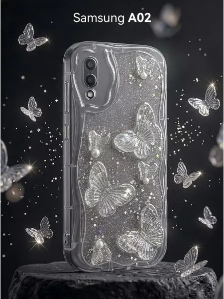 ЧЕХОЛБЕРИ Рельефный чехол с 3D бабочками на Samsung Galaxy A02