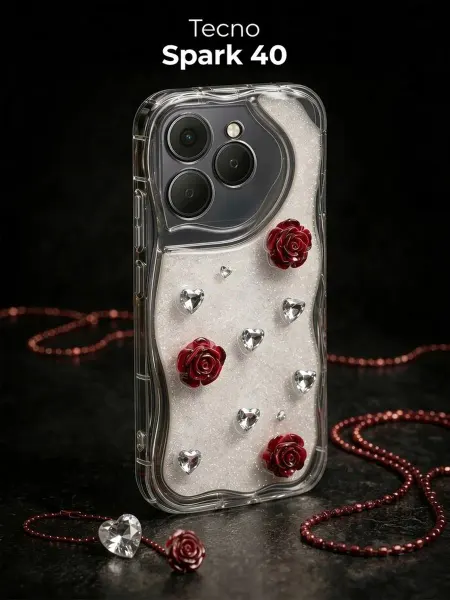 РИНОФОН Чехол с розами и кристаллами на Tecno Spark 40