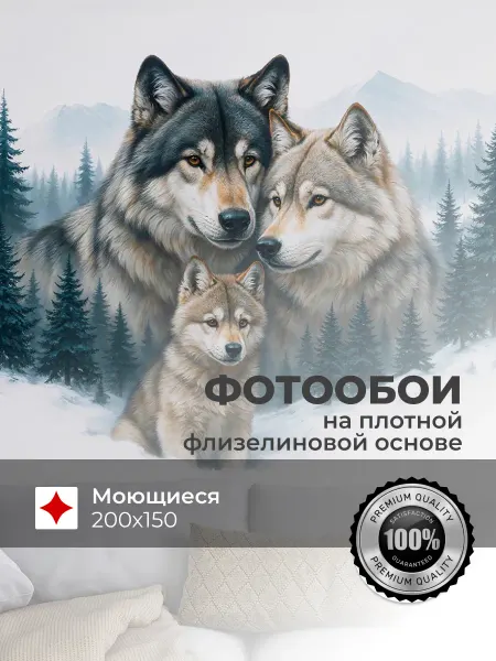 Erismann обои Фотообои 3D Волки 200х150 см флизелиновые для гостиной в зал