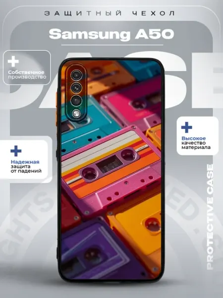 ZLStore Чехол на Samsung A50 с принтом кассеты