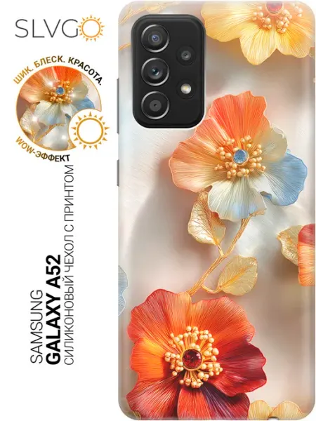SLVGO Чехол на Samsung Galaxy A52 с цветочками