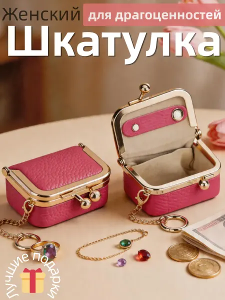 ROYAL BAGGER Шкатулка для украшений кожаная компактная с цепочкой подарок