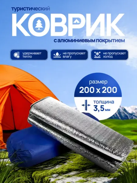 "World Camp" Коврик фольгированный туристический 3,5 под палатку 200х200