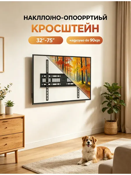 Krasmee Кронштейн для телевизора 32"-75" наклонно-поворотный