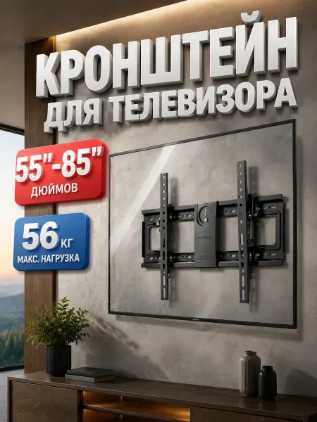 KRONI Кронштейн для телевизора DF70-T черный 55"-85" макс.56кг