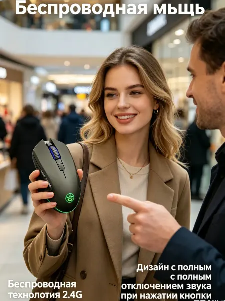 GEMBIRD Игровая мышь беспроводная с аккумулятором 500 мАч